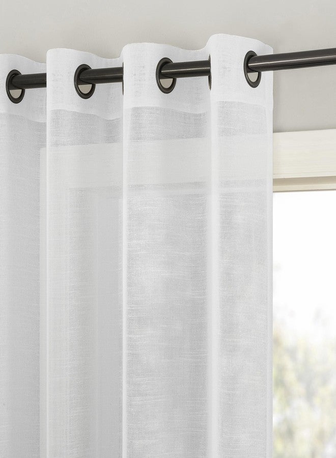 Archaeo Slub Textured Linen Blend Grommet Top Curtain, 52" W x 84" L, White - Image 1